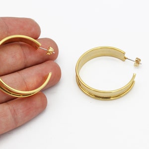 37mm 24k Gold Plated Circle Earring, Dangle Circle Earrings, Hoop Earrings, Earring Findings, Gold Plated Earrings, Jewelry Supplier, KP-460