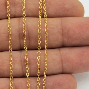24k Gold Plated Cable Chain, Little Small Soldered,Tarnish Necklace Chains,3.3 feet,(2x2.5mm),  ZNC-14
