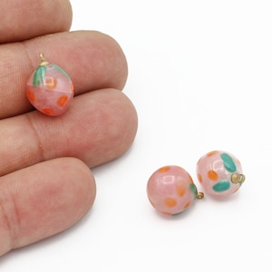 Hand Made Murano Glass Strawberry Pendant, Lampwork Fruit Charm, Strawberry Murano Glass Charms, Murano Glass Findings, 1 Pcs, GEM-394