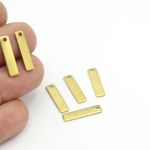 5x20mm Raw Brass Bar Pendant, Name Necklace, Personalized Charms, Nameplate Bar, Stamped Necklace, Bar Jewelry Charms, 6pcs, HM-516