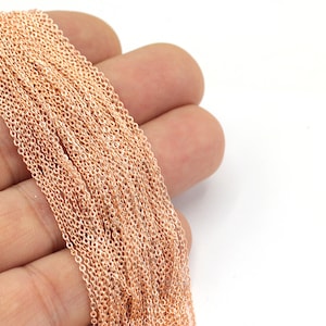 Rose Gold Plated Brass Cable Chains, Rose Gold Plated Chains, Soldered Chains, Necklace Chain,3.3 Feet,(1.30x1.60 mm)  ZNC-160