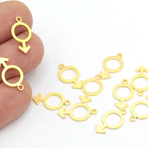 Feminist Venus Symbol, Gender Symbol Necklace, Male Symbol, Venus Symbol,Matt Gold Venus Symbol, Necklace Pendant,2 pcs (10x17mm)MAT-120