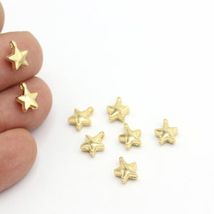 24k Gold Plated Star Charm, Gold Plated Star Jewelry, Gold Plated Star Pendant, Star Bracelet Connector, 1 Pcs, (8x10mm) ALT-758