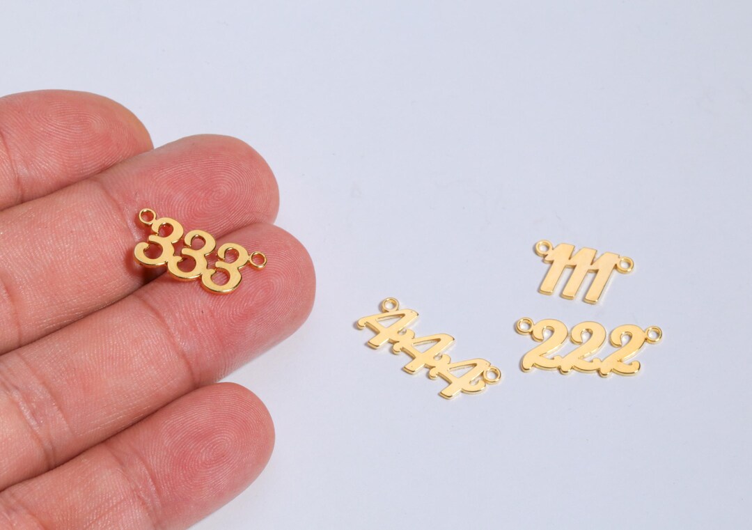 24k Gold Plated Angel Number Charm, Angel Number Connector, Lucky ...