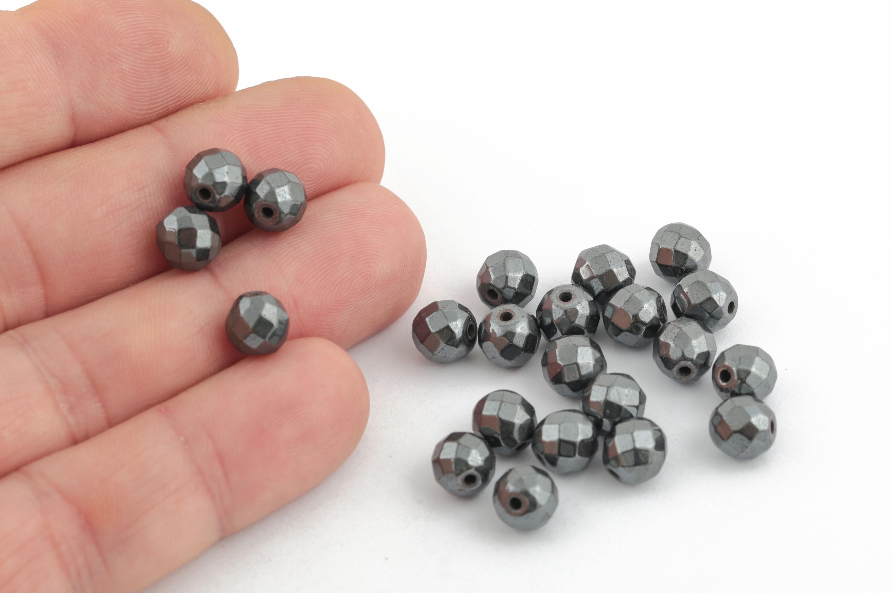 35 Perline In Ematite Naturale 10mm - Sfere Lucide Per Creazione Gioielli, Con Cordino Elastico Di Ricambio 3m