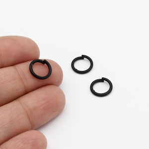 1.2x10mm Black Plated Jump Rings, Open Jump Rings, Brass Jump Rings, Bulk Jump Ring, Jump Rings Connector, Black Findings, 6 Pcs, SYH-98