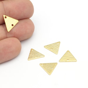 24k Gold Plated Triangle Connector, Tiny Textured Triangle Pendant, Textured Triangle Earrings, Geometric Jewelry, 13x14mm, 4 Pcs, ALT-1282