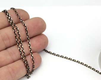 Black Plated Faceted Chains, Soldered Chains, Necklace Chains, Black Plated Curb Chains, 3.3 feet, 2x3mm, ZNC-290