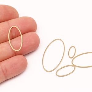 Raw Brass Oval Frame Connector, Oval Frame Pendant, Laser Cut Oval Link, Geometric Charm, Modern Minimalist Oval Connector, LZ-650-4