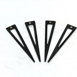 Black Plated Triangle Charms,triangle Charms, Triangle Earring, Tiny Necklace Triangle ,Hollow Triangle 2pcs,(8x40mm) SYH-65