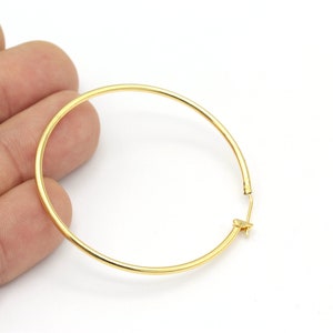 50mm-24k Gold Plated Earrings Hoop, Hoop Earrings, Brass Earrings, Dangle, Circle, Lock Hoop Earrings  KP-302