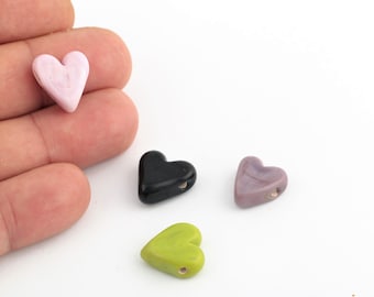 15x16mm Hand Made Murano Glass Heart Beads, Murano Heart Beads, Heart Murano Glass Charms, Murano Glass Findings, 1 Pcs, GEM-265