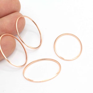 Rose Gold Plated Oval Hoops, Oval Circle Wire, Hoop Wire, Oval Hoops Necklace Charm, Hoop Earrings, Hollow Oval Necklace, 6Pcs,ROS-409