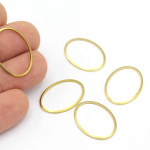Raw Brass Oval Hoops, Oval Circle Wire, Hoop Wire, Oval Hoops Necklace Charm, Hoop Earrings, Hollow Oval Necklace, 6Pcs,HM-407