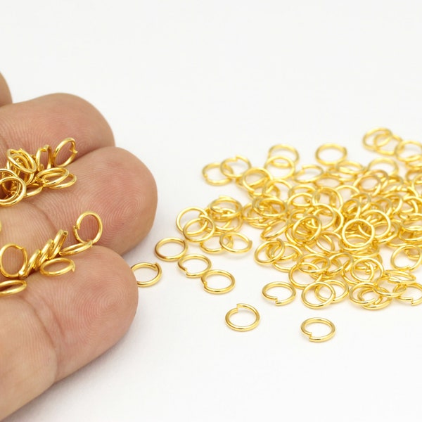 50 pcs,(0.8x6 mm)24k Gold Plated,Jump Rings , Tiny Jump Ring Connectors , Gold Plated Connector, Gold Plated Findings ,  ALT-15