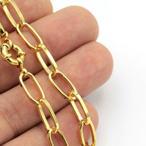Ready Necklace Chain-16&quot;-17&quot;-18&quot;-20&quot;-22&quot;-25&quot;-28&#39;&#39; 24k Gold Plated Rolo Chains , Ready Chain , Big Chain , Gold Oval Chain (7x14mm), ZNC-28