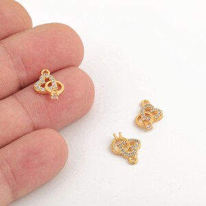 24k Gold Plated Heart Pendant, Solitaire Ring Heart Jewelery, CZ Crystal Pendant for Jewelry Making, Micro Pave Heart Pendant,  ZRC-263