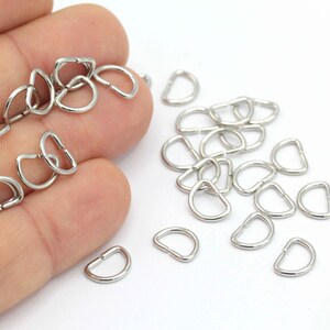 Silver Plated Circle Jump Rings, D Shaped Jump Rings, Brass Jump Rings, Jewelry Supplier, Wholesale, 12Pcs, (7.5x10mm) SLV-352