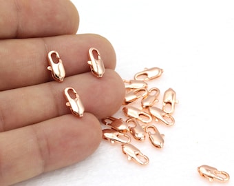 5 pcs,(4.5x12mm)Rose Gold Plated Lobster Clasp, Claw Clasp, Rose Gold Plated Lobster Clasp,Necklace End, ROS-535