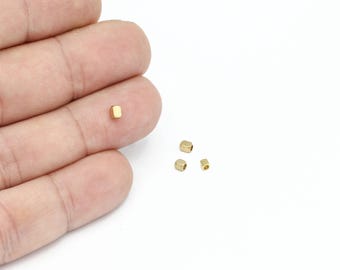 100 Pcs Raw Brass Square Beads, Tiny Cube Spacer Beads, Small Brass Cube Beads, Jewelry Making Supplies, Handmade Jewelry Supply, HM-644