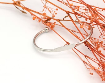Silver Plated Name Plated Bangle, Hand Made Bracelet, Adjustable Bracelet, Silver Plated Cuff Bangle, Polished Bracelet, 1 Pcs, BLZ-28