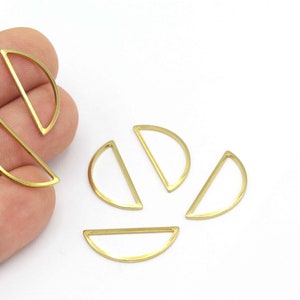 Raw Brass Half Round Charms, Half Circle Jewelry, Half Round Wire,Large Half Round Earrings, D Shape Charms, 6Pcs,(10x23.5mm),HM-415