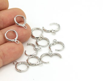 2pcs(12x15mm)Silver Plated  Earring Findings, Plain Leverback Finding, Dainty Hoops , Earring Earlier  KP-1