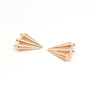 Rose vergoldet Spike Charms, Rose vergoldet Erkenntnisse,, lange Bar, Anhänger Charms, 1 Stück (7x27 mm) ROS-9