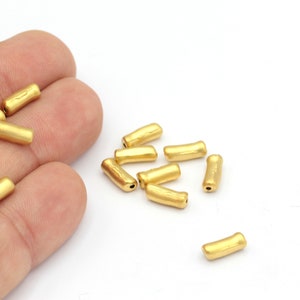 Matt Gold Plated Spacer Bead, Bead, Ethnic Spacer Bead,Matt Gold Plated Connector, Necklace Findings, 6 Pcs, (4x10mm), MAT-34