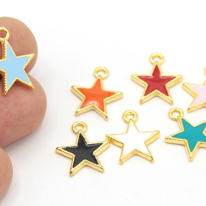 24k Shiny Gold Plated Star Charms, Enamel Star Pendant, Star Necklace, Star Enamel Earrings, Star Jewelry,15x20mm, 1 pcs,  ALT-700
