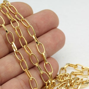 3.3 feet(5x10mm)Ready Necklace Chain-24k Gold Plated Rolo Chains , Ready Chain , Big Chain , Gold Oval Chain  ZNC-47