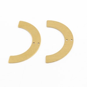 Raw Brass Semi Circle U Shaped 2 Holes Charm, Texturd Half Circle Jewelry, Semi Circle Connector, Half Circle Pendant, 25x50mm, 2Pcs, HM-588
