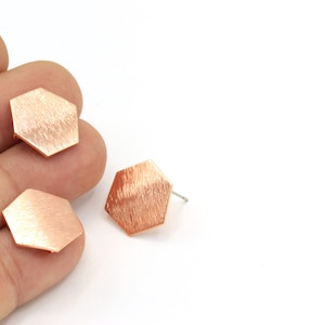2pcs(16x18mm)Rose Gold Plated Hexagon Earrings , Earrings Pendant , Hexagon Pendant , Rose Gold Earrings  KP-14