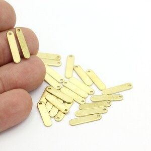 Raw Brass Nameplate Bar Pendant, Raw Brass 1 Holes Rectangle Bar Connector, Raw Brass Oval Nameplate Bar Charms, 10Pcs (4x17mm),HM-478