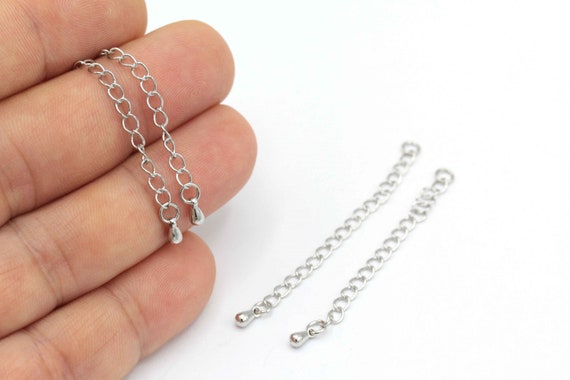 Rhodium Plated Extender Chain Necklace 