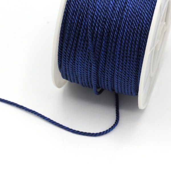 Navy Blue Cotton Rope , Cotton Cord, Macreme Cord, Twisted Cord for Upholstery, Colored Ropes, Wholesale,Jewelry cords,2mm,(2 Meters),TSS-17