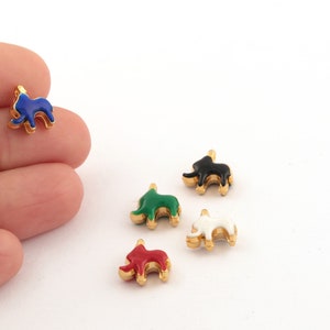 24k Shiny Gold Plated Elephant Charm, Enamel ElephantPendant, Colored Animal Jewelry, Elephant Jewelry, 1pcs, 11x11mm, ALT-1038