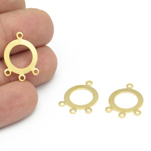 24k Gold Plated Round Connectors, Gold Plated Round Earrings, Multi Holes Round Jewelry, Earring Findings, 16x22mm, 6Pcs, ALT-1254