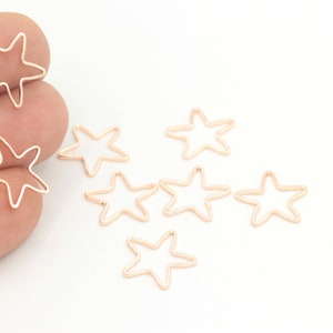Rose Gold Star Charm, Star Necklace, Brass Star Charms, Brass Star Findings, Sterling Star Charm, Pendant Necklace (15mm) 6Pcs, ROS-464