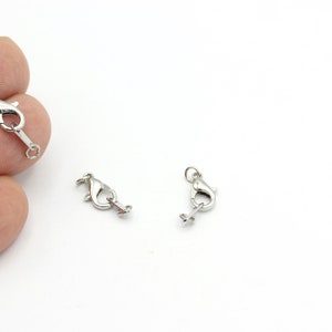 Rhodium Plated Necklace Findings, Necklace End, Rhodium Plated Necklace Finishing Apparatus , 4 pcs,(12mm Clips , total ; 23mm)SLV-484