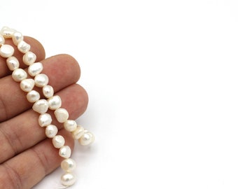 Small Nugget Pearls, 6-9mm Center Drilled Pearls, White Pearl Natural Freshwater Pearls, Beads DIY Jewelry Making for Necklace,GEM-185