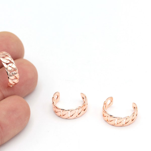 Rose Gold Plated Ear Cuff, Chain Hoop Earrings, Ear Cuff, Minimalist Ear Cuff, Hoop Ear Cuff, Cartilage Earrings,1Pcs(15mm),KP-258