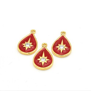 1 pcs(11x19mm)24k Gold Plated Cz Pendant, North Star Pendant , Gold Plated North Star Charms, Drop Crystal Pendant  ZRC-213