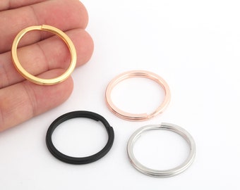 30mm Round Key Chain Ring, Hoop Metal Ring, Split Keychain, Rose, Gold, Rhodium, Black Plated Keychain, Key Holder, ALT-825