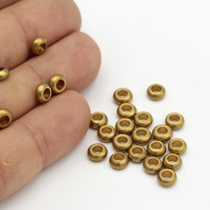 30 pcs  Raw Brass Spacer Ball Beads , Brass Spacer Beads , Ball Beads , Hollow Beads , Raw Brass Findings (3X 6.5mm) HM-119