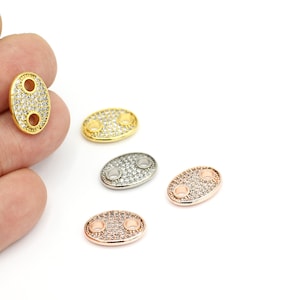 12x17mm Two Hole CZ Micro Pave Connector, Zirconia Bracelet Connector, Micro Pave Bracelet Beads, 2 Hole Charms, 1Pcs, ZRC-468