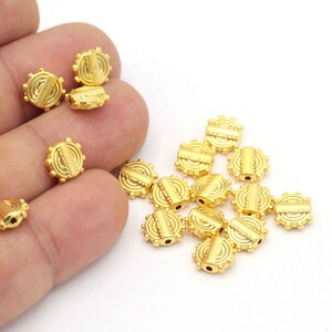 Matt Gold Plated Spacer Beads, Two Hole Spacer Beads, Necklace And Bracelet Beads, Round Beads, Jewelry Findings,Whosale, 6Pcs,MAT-144