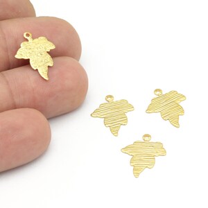 24k Shiny Gold Plated Leaf Pendant, Textured Leaf Charms, Leaf Earrings, Leaf Connector, Necklace Findings, 6pcs, 14x19mm, ALT-1276