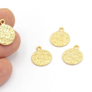 24k Gold Plated Flower Medallion Charms, Round Flower Jewelry, Circle Medallion, Flower Necklace, Jewelry Supplier, Whosale, 1Pcs, ALT-679