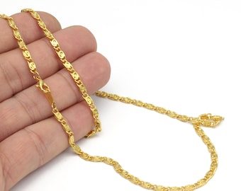 24k Vergoldete Gelötete Ketten, Vergoldete fertige Ketten, Fußketten, Halskette Ketten, Bulk Kette, 16"-17"-18"-20"-22"-25" , ZNC-284